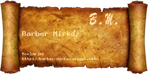 Barber Mirkó névjegykártya